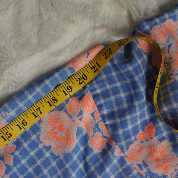 Blue and White with Neon Floral Print Shrug - Picture 4 of 5